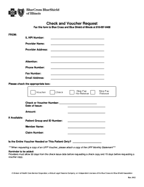 Blue cross blue shield claim form - Check and Voucher Request Form - Blue Cross Blue Shield of Illinois