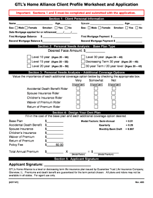 GTL Home Alliance Life Insurance Application