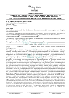 Application for Provisional Allotment of Apartment