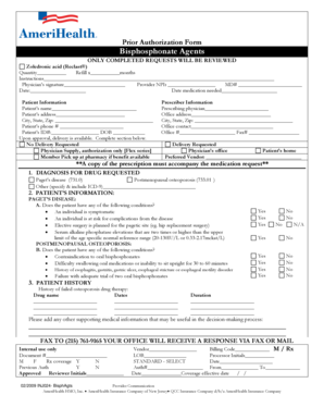 Bisphosphonate Agents Prior Authorization Form