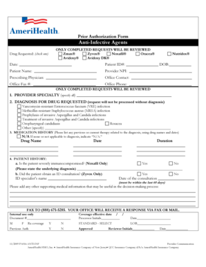 Anti-Infective Agents Prior Authorization Form