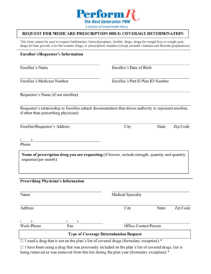 Medicare Prescription Drug Coverage Determination Request