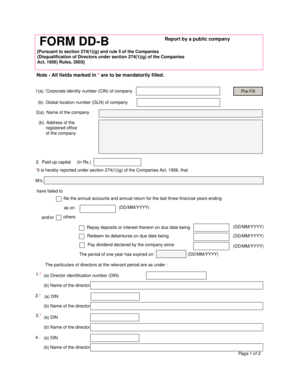 Form DD-B Report by a Public Company
