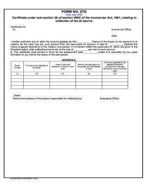 Form 27G Certificate