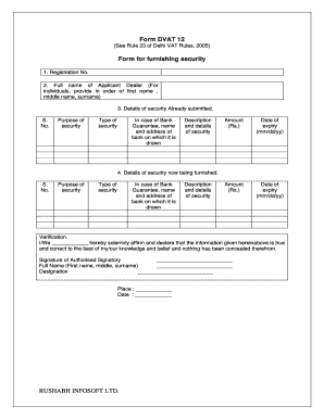 Delhi VAT Form DVAT 12