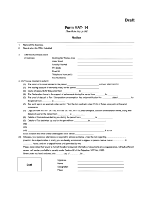 Form VAT-14 Notice