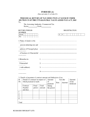 Uttaranchal Value Added Tax Form III A