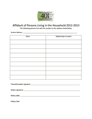 Affidavit of Persons Living in the Household