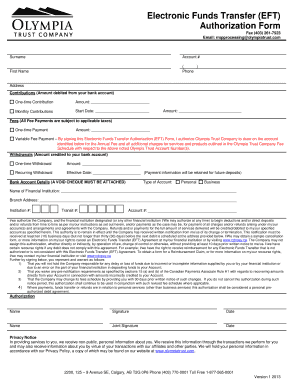 Electronic Funds Transfer Authorization Form
