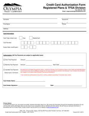 Credit Card Authorization Form