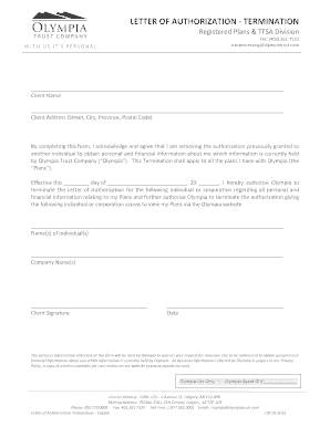 Letter of Authorization Termination