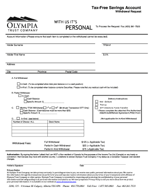 Tax-Free Savings Account Withdrawal Request