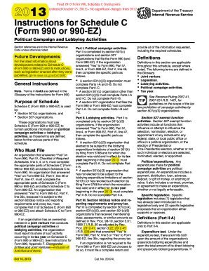 Fillable Online 2013 Final 2013 Form 990, Schedule C Instructions ...
