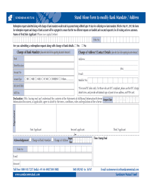 Bank Mandate Change Form