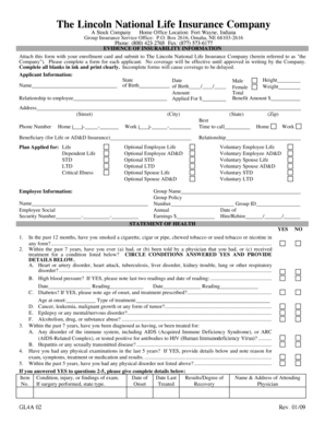 Evidence of Insurability Form