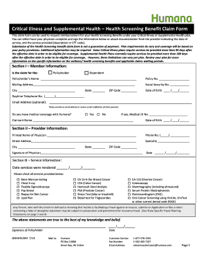 Critical Illness and Supplemental Health Claim Form