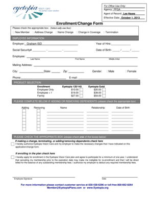 Eyetopia Enrollment Change Form