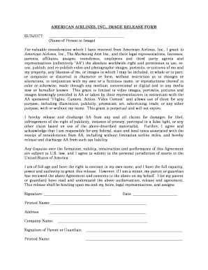 American Airlines Image Release Form