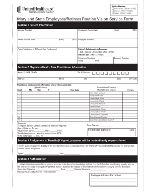 Maryland State Vision Service Form