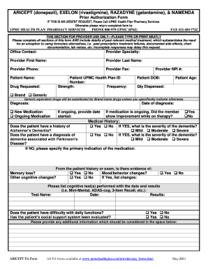 ARICEPT Prior Authorization Form