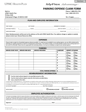 Parking Expense Claim Form