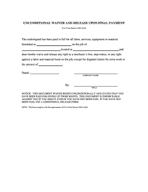 Unconditional Waiver and Release Upon Final Payment
