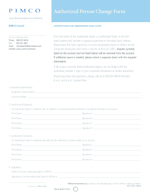 Authorized Person Change Form