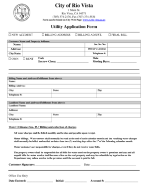 Utility Application Form