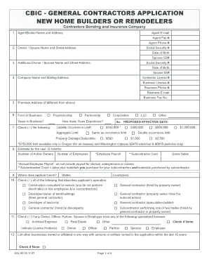 General Contractors Application