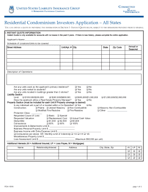 Residential Condominium Investors Application