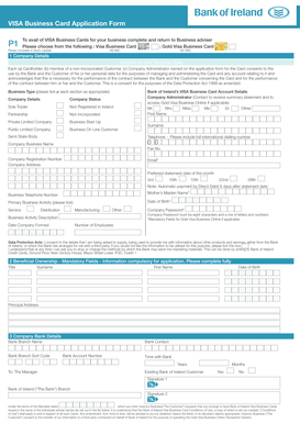 VISA Business Card Application Form