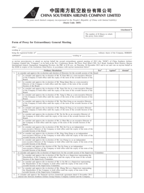 Proxy Form for Extraordinary General Meeting