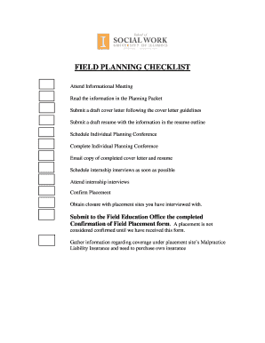 Field planning checklist - School of Social Work, University of Illinois - socialwork illinois