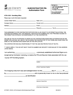 Lee County Subcontractor Form - Fill Online, Printable, Fillable, Blank |  pdfFiller