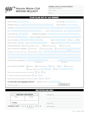 AAA Refund Request Form