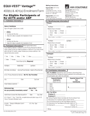 EQUI-VEST 403(b) & 401(a) Enrollment Form