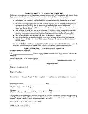 California Predesignation of Personal Physician Form