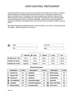 Worksite Job Analysis Form