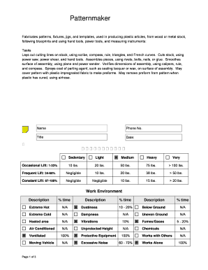 Worksite Job Analysis Form
