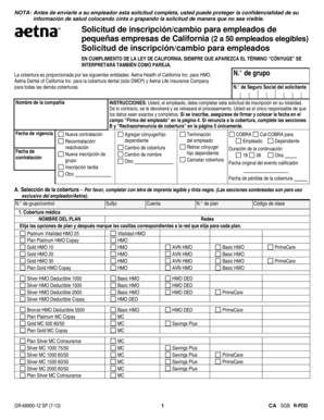 Solicitud de inscripción/cambio para empleados de pequeñas empresas de California