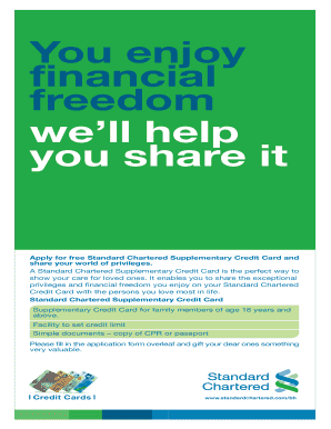 Standard Chartered Supplementary Credit Card Application