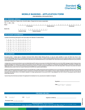 Standard Chartered Mobile Banking Application Form