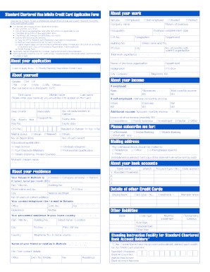 Standard Chartered Visa Infinite Credit Card Application Form