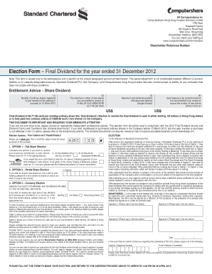 Election Form – Final Dividend