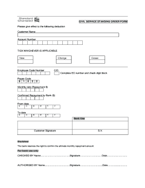 Civil Service Standing Order Form