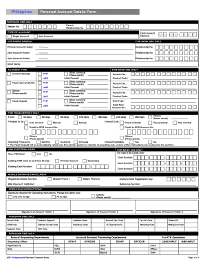 Philippines Personal Account Details Form