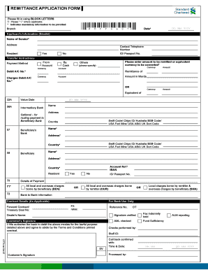 Remittance Application Form