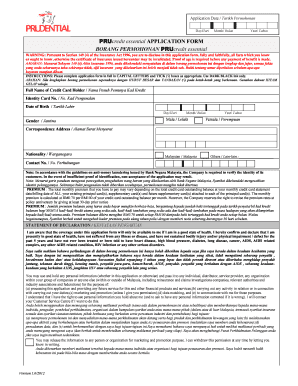 PRUcredit Essential Application Form