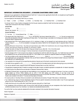 Standard Chartered Credit Card Agreement