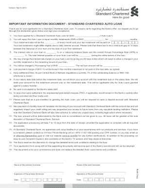 Standard Chartered Auto Loan Agreement